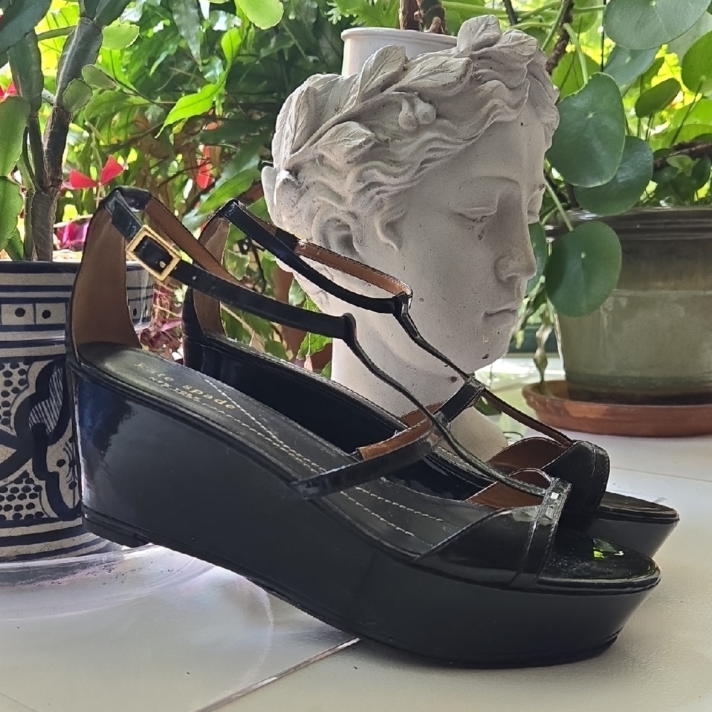 Kate Spade Black Wedge Sandals